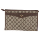 GUCCI GG Supreme Clutch Bag PVC Beige Gold 156 01 051 Auth 205083-2