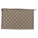 GUCCI GG Supreme Clutch Bag PVC Beige Gold 156 01 051 Auth 205083-3