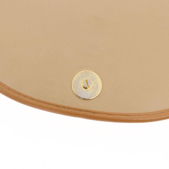 Christian Dior Shoulder Bag Leather Beige Gold Auth 205085