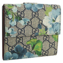 GUCCI GG Blooms Bifold Wallet PVC Blue Gold Tone 410071 Auth 205087V-1