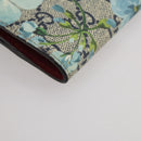 GUCCI GG Blooms Bifold Wallet PVC Blue Gold Tone 410071 Auth 205087V-15