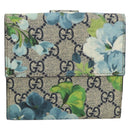 GUCCI GG Blooms Bifold Wallet PVC Blue Gold Tone 410071 Auth 205087V-13
