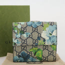 GUCCI GG Blooms Bifold Wallet PVC Blue Gold Tone 410071 Auth 205087V-12