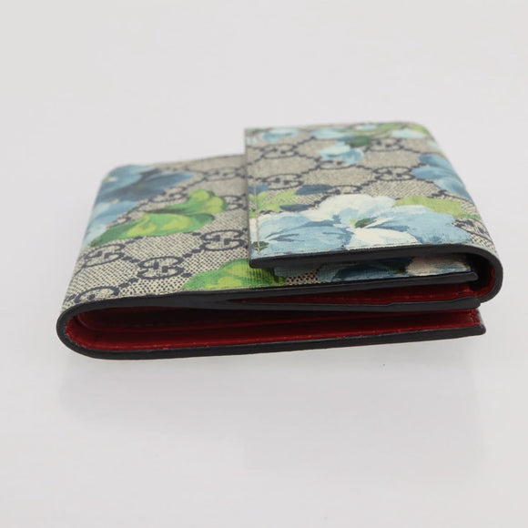 GUCCI GG Blooms Bifold Wallet PVC Blue Gold Tone 410071 Auth 205087V