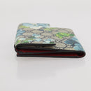 GUCCI GG Blooms Bifold Wallet PVC Blue Gold Tone 410071 Auth 205087V-4