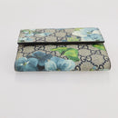 GUCCI GG Blooms Bifold Wallet PVC Blue Gold Tone 410071 Auth 205087V-6