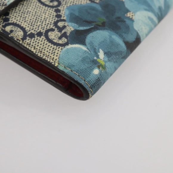 GUCCI GG Blooms Bifold Wallet PVC Blue Gold Tone 410071 Auth 205087V