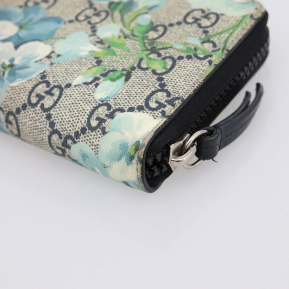 GUCCI GG Blooms Long Wallet PVC Blue Silver 408665 Auth 205088V