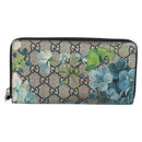 GUCCI GG Blooms Long Wallet PVC Blue Silver 408665 Auth 205088V-2