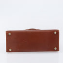 Salvatore Ferragamo Vala Hand Bag Leather Brown Gold Auth 205097-5