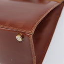 Salvatore Ferragamo Vala Hand Bag Leather Brown Gold Auth 205097-15