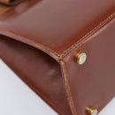 Salvatore Ferragamo Vala Hand Bag Leather Brown Gold Auth 205097-16