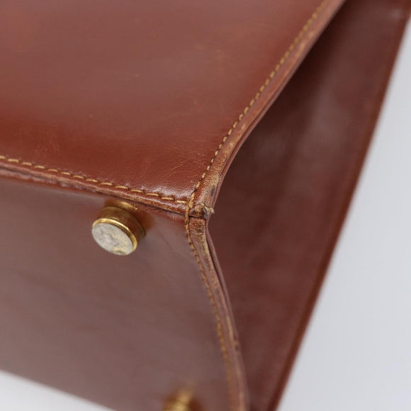 Salvatore Ferragamo Vala Hand Bag Leather Brown Gold Auth 205097