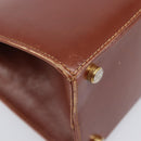 Salvatore Ferragamo Vala Hand Bag Leather Brown Gold Auth 205097-9
