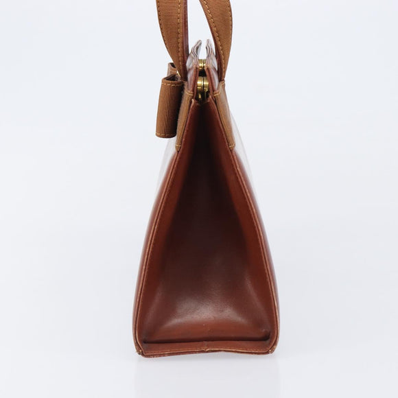 Salvatore Ferragamo Vala Hand Bag Leather Brown Gold Auth 205097