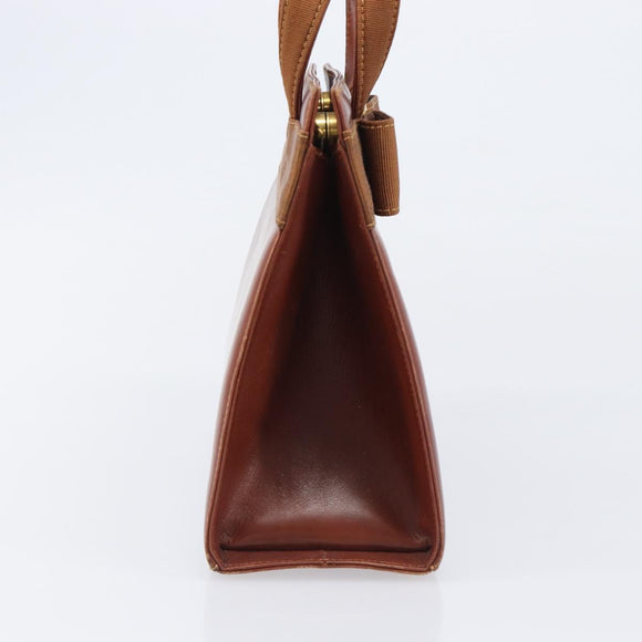 Salvatore Ferragamo Vala Hand Bag Leather Brown Gold Auth 205097