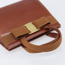 Salvatore Ferragamo Vala Hand Bag Leather Brown Gold Auth 205097-6