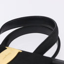 Salvatore Ferragamo Vala Hand Bag Leather Black Gold Auth 205098-15
