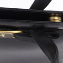 Salvatore Ferragamo Vala Hand Bag Leather Black Gold Auth 205098-9