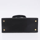 Salvatore Ferragamo Vala Hand Bag Leather Black Gold Auth 205098-7