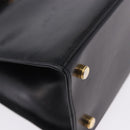 Salvatore Ferragamo Vala Hand Bag Leather Black Gold Auth 205098-10