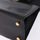 Salvatore Ferragamo Vala Hand Bag Leather Black Gold Auth 205098-16