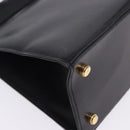 Salvatore Ferragamo Vala Hand Bag Leather Black Gold Auth 205098-17