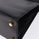 Salvatore Ferragamo Vala Hand Bag Leather Black Gold Auth 205098-18