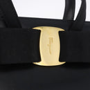 Salvatore Ferragamo Vala Hand Bag Leather Black Gold Auth 205098-19
