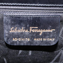 Salvatore Ferragamo Vala Hand Bag Leather Black Gold Auth 205098-12