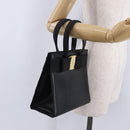 Salvatore Ferragamo Vala Hand Bag Leather Black Gold Auth 205098-24