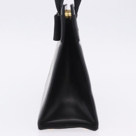 Salvatore Ferragamo Vala Hand Bag Leather Black Gold Auth 205098