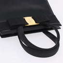 Salvatore Ferragamo Vala Hand Bag Leather Black Gold Auth 205098-14