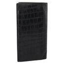 SAINT LAURENT Long Wallet Croco Embossed Black Gold Auth 205099A-2