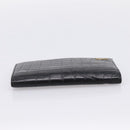 SAINT LAURENT Long Wallet Croco Embossed Black Gold Auth 205099A-4