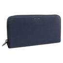 PRADA Long Wallet Leather Navy Silver Auth 205101V-1