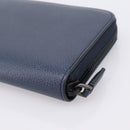 PRADA Long Wallet Leather Navy Silver Auth 205101V-15