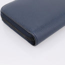 PRADA Long Wallet Leather Navy Silver Auth 205101V-16