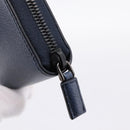 PRADA Long Wallet Leather Navy Silver Auth 205101V-8