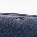 PRADA Long Wallet Leather Navy Silver Auth 205101V-17