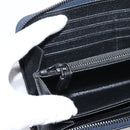 PRADA Long Wallet Leather Navy Silver Auth 205101V-19