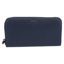 PRADA Long Wallet Leather Navy Silver Auth 205101V-13