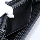PRADA Long Wallet Leather Navy Silver Auth 205101V-22