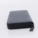 PRADA Long Wallet Leather Navy Silver Auth 205101V-3