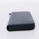PRADA Long Wallet Leather Navy Silver Auth 205101V-4