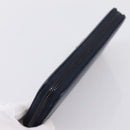 PRADA Long Wallet Leather Navy Silver Auth 205101V-5