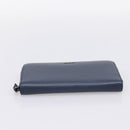 PRADA Long Wallet Leather Navy Silver Auth 205101V-6