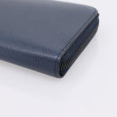 PRADA Long Wallet Leather Navy Silver Auth 205101V-7