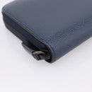 PRADA Long Wallet Leather Navy Silver Auth 205101V-14