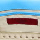 VALENTINO Studs Shoulder Bag Leather Blue Gold Auth 205104V-21